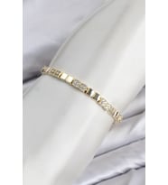 CM Kare Model Zirkon Taşlı VIP Seri Gold Renk Pirinç Kadın Bileklik TJ-BB8611