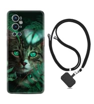 Tecno Spark 9 Pro Kılıf Resimli Boyun Askılı İpli Desenli Silikon Blue Butterflys 1350