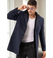 PLT9376 DEWBERRY ERKEK PALTO-DESENLİ LACİVERT