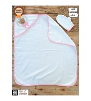 %100 Pamuklu & Başlıklı Bebek Banyo Havlusu - Ayıcık Nakışlı & Yumuşak Bebek Havlusu (Standart)