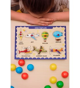 Hava Taşıtları Puzzle Eğitici Ahşap Tutmalı Yapboz