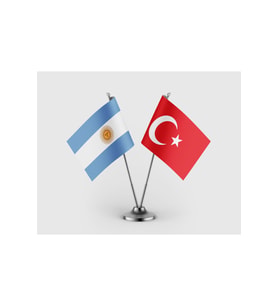 Arjantin ve Türk Bayrağı İkili Saten Masa Bayrağı Takımı