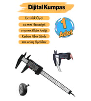 Dijital Kumpas Plastik Çene 150 mm LCD Ekran 0.2 mm Hassasiyet