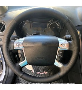 Ford Mondeo Ve Smax 2009 - 2014 Araca Özel Direksiyon Kılıfı NOKTA DÜZ MODEL SİYAH İP