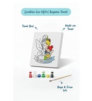Çocuklar İçin En Tatlı Annem Boyama Tuvali Şövalesiz Boya Seti 20x20 cm
