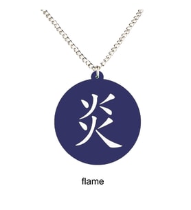 Kanji Sembolleri İşlemeli Akrilik Kolye - Alev