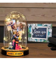 Sizlere Özel Tasarlanacak Led Işıklı Fanus Hediyesi Kişiye Özel Premium Hediye (Model 8)