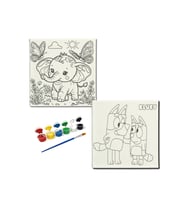 Okul Etkinliği-2'li Tuval Boyama Seti. 20x20 Cm Uv Baskı 6 Akrilik Boya 1 Fırça-model-225