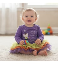 Kız Bebek Pamuklu Kumaş Tütülü Mor Renk Elbise CB1114