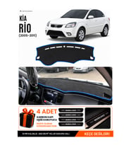 e-biz KİA RİO PRİ-DE (2005-2011) Uyumlu Torpido Koruma, Torpido Örtüsü, Torpido Kılıfı - Siyah-Mavi - KI012