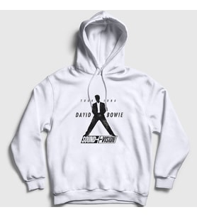 Presmono Unisex Beyaz Sound Vision David Bowie Kapüşonlu Sweatshirt 302097tt