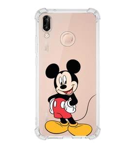 Huawei P20 Lite  Köşe Korumalı Antişok Kapak Mickey Mouse Tasarımlı Şeffaf  Kılıf
