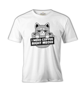 A Cat in a Coffee Cup Beyaz Erkek Tshirt