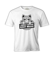 A Cat in a Coffee Cup Beyaz Erkek Tshirt