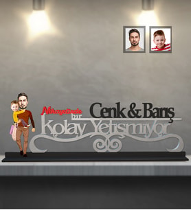 Kişiye Özel Babalar Günü Baba Erkek Çocuk Karikatürlü Kolay Yetişmiyor  Ahşap Biblo Model-2