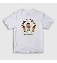 Presmono Unisex Çocuk Beyaz Bop Bop Yes Yes Skibidi Toilet T-Shirt 479788tt