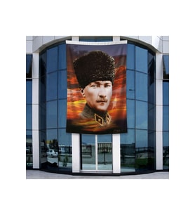 Sivil Mustafa Kemal Atatürk Portresi Poster Bayrak Raşel Kumal 4x6 metre ATA20