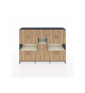Hyperion Dolap 14 Raflı 10 Kapaklı 220x44x163 Antrasit-Çam/Aytaşı