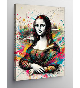Kanvas Tablo Mona Lisa ve Soyut Renkler