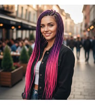 Afrika Örgüsü Ve Rasta İçin Sen Ombreli / Mor / Neon Pembe