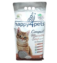 Happy4Pets Topaklaşan Kedi Kumu Marsilya Sabun Kokulu İnce Taneli 10 LT (Beyaz)