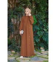 6508-Berlin Yandan Düğmeli Ferace Taba
