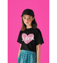 Blackpink Kalp Temalı Baskılı Unisex Müzik Grubu Çocuk Tişört (1-12 Yaş)