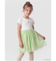 LCW Kids Yeşil Bisiklet Yaka Dantelli Kız Çocuk Elbise