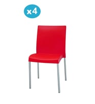 Omnipazar MT-CF875 Vortice Plastik Bahçe Balkon Sandalye 4'lü Set (Kırmızı)