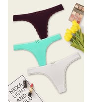 3 Lü Paket Renkli Dantelli M Beden Kadın Fantezi Tanga String (Karışık)