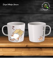 KirliPatiler Taş Kupa Fincan Üzeri Çalışan Kedi Baskılı (Model 13)