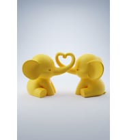 MYCRAFT3D Sevgili Fil Biblo Seti Kalp Figürlü Minimal Dekoratif Obje Hediye Çift Fil Heykel 20x10cm