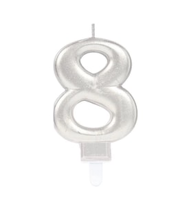 pilelistore 8 Rakam Mum Gümüş Renk