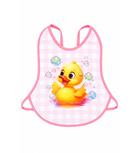 Kız Bebek Pembe Sarı Ördek Desenli Su Geçirmez Önlük