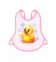 Kız Bebek Pembe Sarı Ördek Desenli Su Geçirmez Önlük