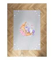 MEKTA HOME BEBEK VE ÇOCUK ODASI Aya Sarılan Unicorn Desenli Gri Halı