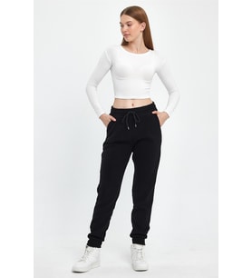 Kadın Rahat Kalıp Softech Polar Sweat Eşofman Altı SPR24EA94 (Siyah)