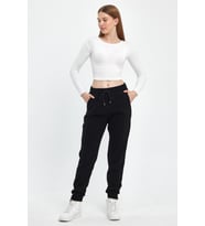 Kadın Rahat Kalıp Softech Polar Sweat Eşofman Altı SPR24EA94 (Siyah)