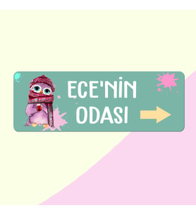 İsimli Oda Kapısı Panosu  Baykuşlu,Fatofotofan (Yeşil)