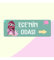 İsimli Oda Kapısı Panosu  Baykuşlu,Fatofotofan (Yeşil)
