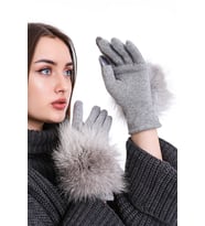 MODAQUEEN Kadın Gri Kürklü Eldiven GLV1
