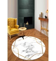 Gold Prizma Kaymaz Tabanlı Yıkanır Yuvarlak Hol Halısı AR407 - 100 x 100 cm