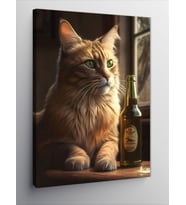 Kanvas Tablo Bira İçen Kedi