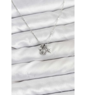 Mey İthalat® Pirinç Gümüş Renk Minimal Charmlı Kadın Kolye