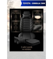 corolla 1999 Koltuk ve Kılıf uyumlu Siyah Minder Lüks Yastık 2 Minder 2 Yastık