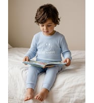 Minidamla Gülen Yüz Baskılı 1-6 Yaş Pijama Takımı - Bej