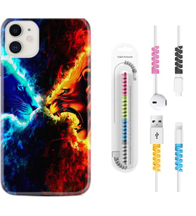 Apple iPhone 11 12 13 Mini Kılıf Kablo Koruma Spiral Silikon Red Blue Leon 1714