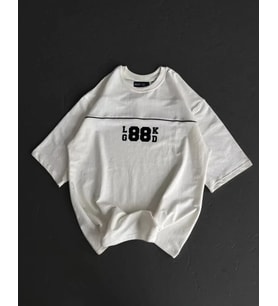 pilelistore- Unisex Bisiklet Yaka Baskılı Oversize T-Shirt - Beyaz