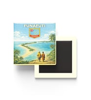 Retro Tuvalu Funafuti Şehri Temalı Vintage Buzdolap Magneti – 9x9 cm