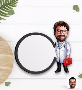 BK Gift Kişiye Özel Erkek Acil Tıp Teknisyeni Karikatürlü Ahşap Bardak Altlığı-1